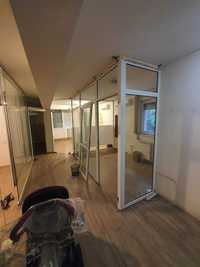 Стъклена преграда за помещения, съклени врати и ал. дограма с врата