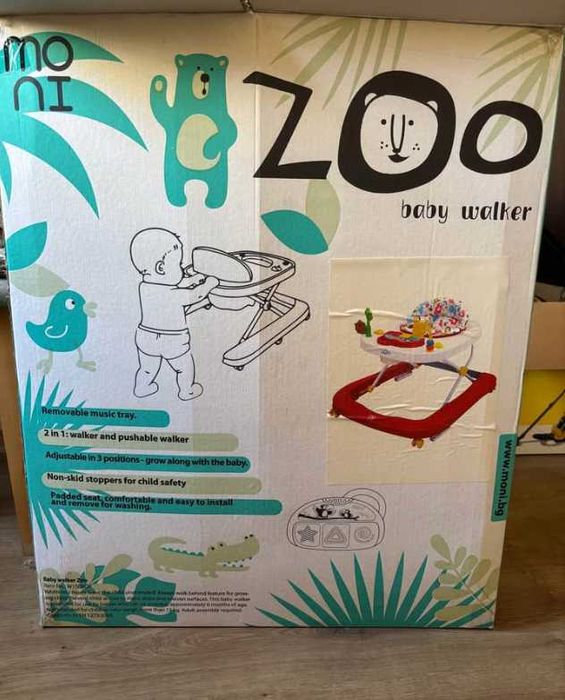 МОНИ Детска проходилка с музикално табло ZOO ЧЕРВЕН