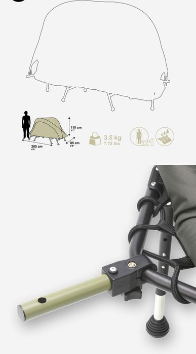 Pat camping cu cort Decathlon Bivvy Bedbox II