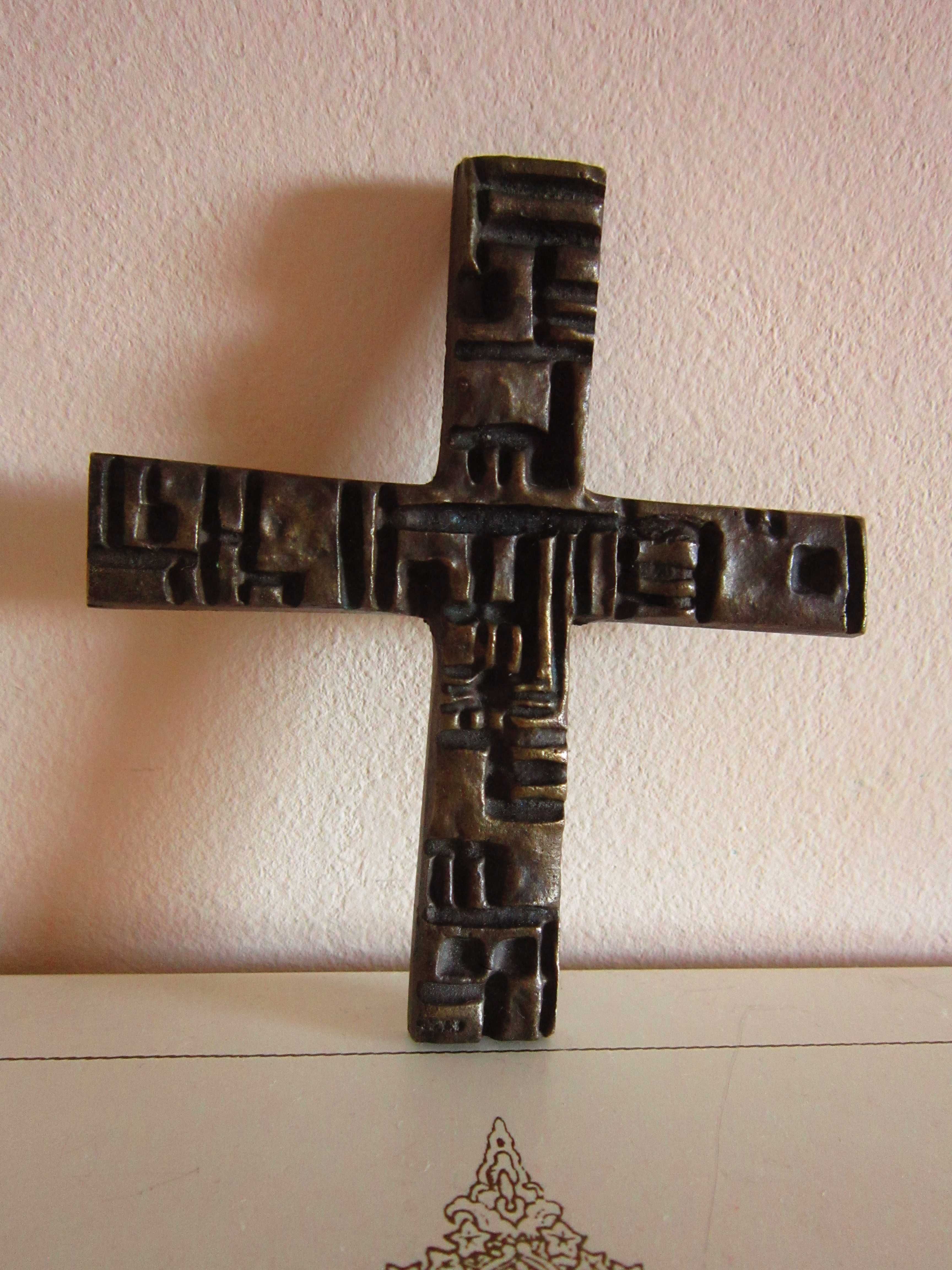 cadou rar Egino Weinert Crucifix Cruce bronz masiv Germania 1950