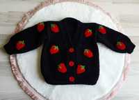 Cardigane tricotate căpșuni / bentita cadou