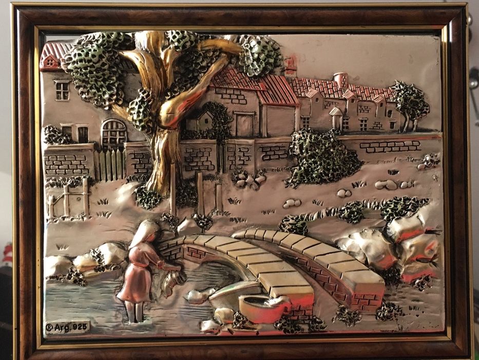 Tablou din argint 925 cu oglinda si model in relief 3D