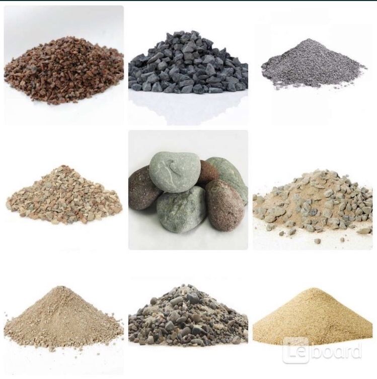 Песок,цемент,клинец,щебень,глина,известь,гипс,уголь,дрова,сухие смеси