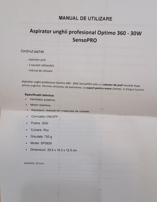 Aspirator unghii profesional Optimo