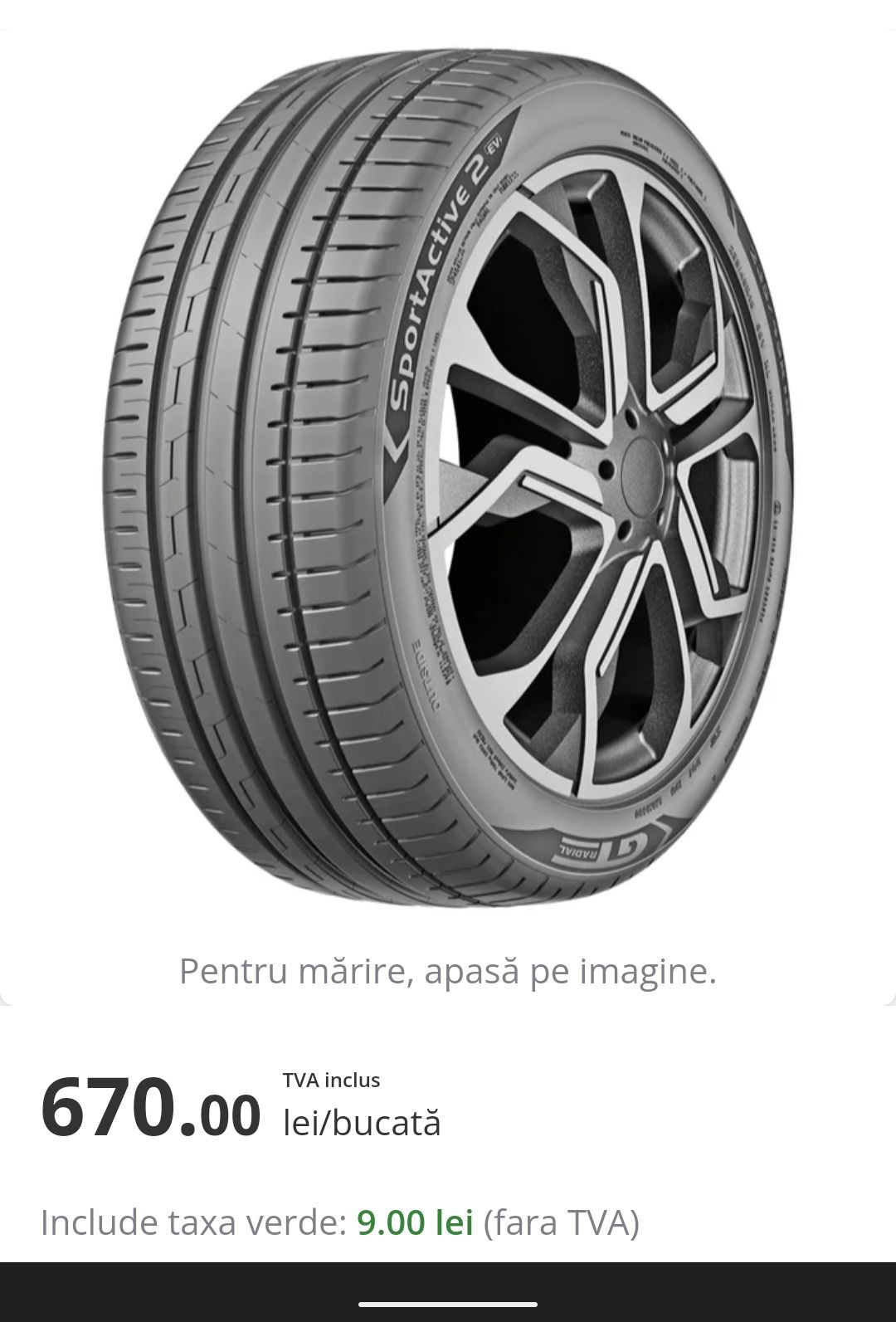 Vând 4 buc 255 45 20 GT radial SportActive 2 EV SUV.
Clasa de eficient