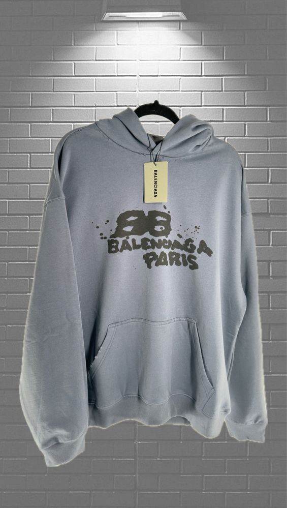 Balenciaga graffiti-logo cotton hoodie