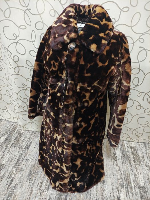 Мутоновая шуба, леопардовая расцветка
