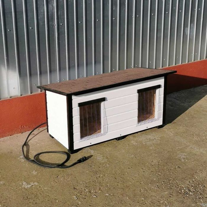 Cusca Caine Izolata Dubla cu Incalzire Electrica Alba Garantie