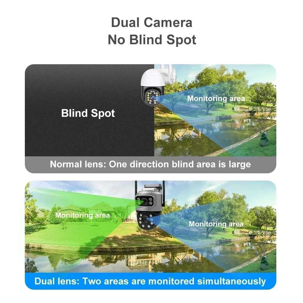 4K 8MP WiFi камера с двоен екран Външни охранителни камери IP PTZ