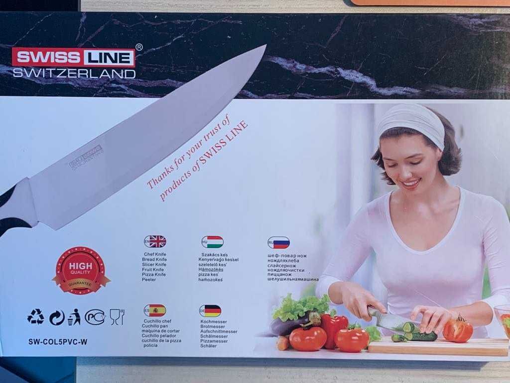 Сет,лот,комплект нови ножове-Swiss line-5+1броя