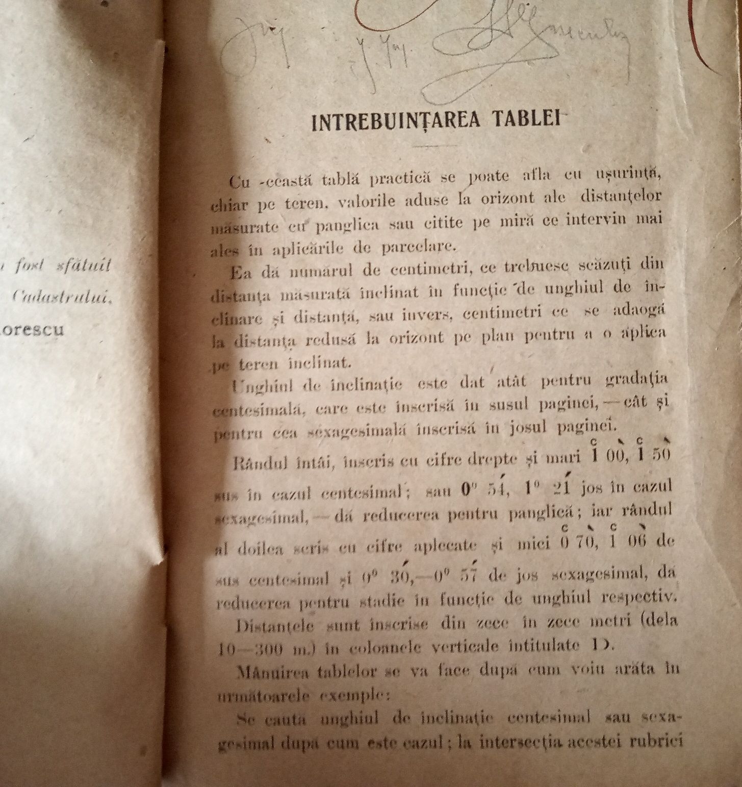 Tabele pentru reducerea la orizont a distanțelor (Marin Ioan, 1919)