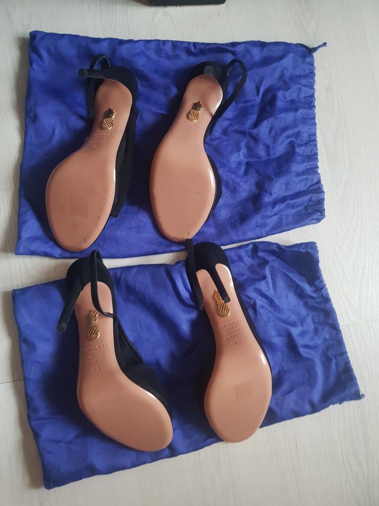 Sandale aquazzura din piele negre 39 si 39 jumate