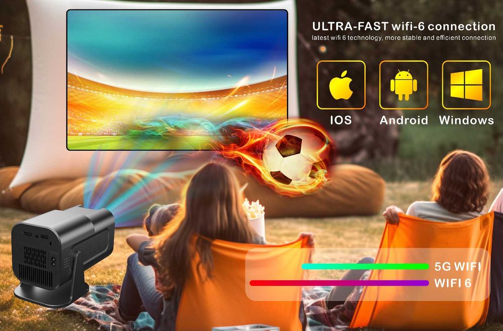 Portable projector for home theater, 1080p smart HD 4K