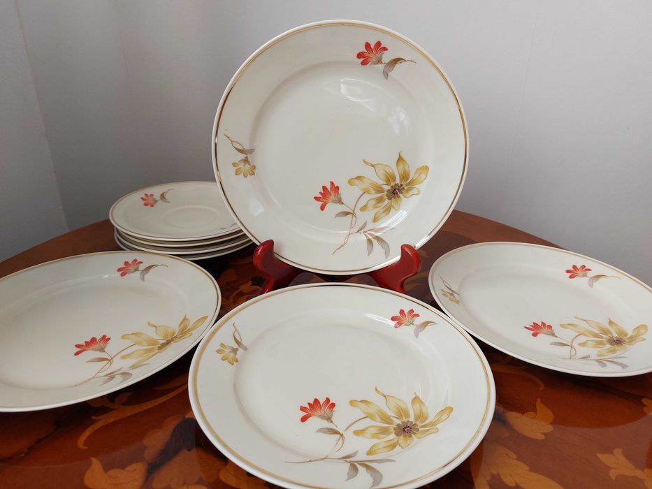 Set 4 farfurii cu farfurioare Zehnscherzer Bavaria 1950