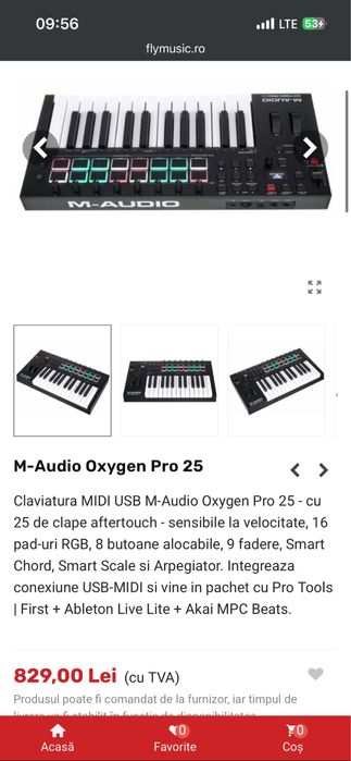 Midi controller, M-AUDIO oxygen pro 25