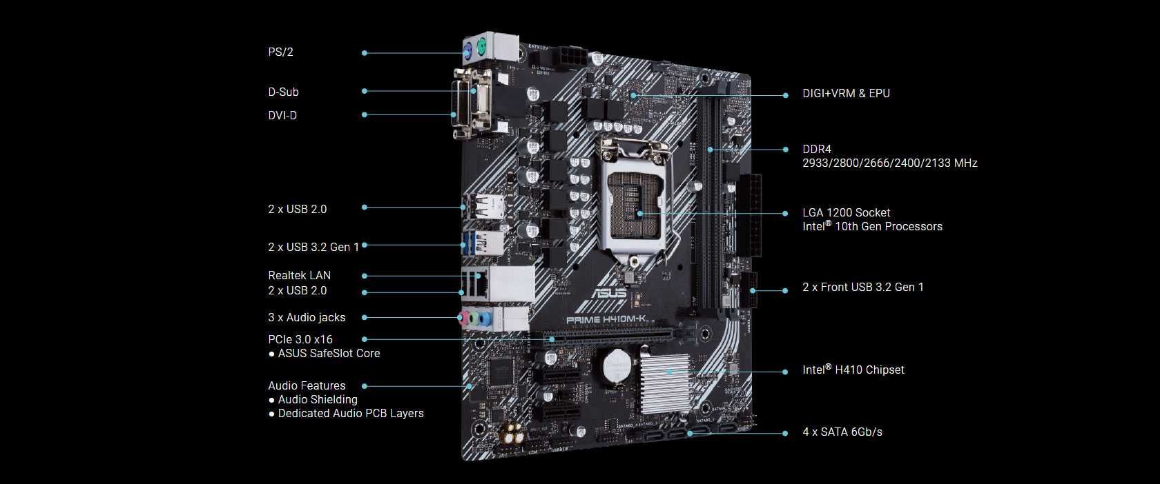 Placa de baza Socket 1200 Intel Asus Prime H410M-K mATX noua garantie
