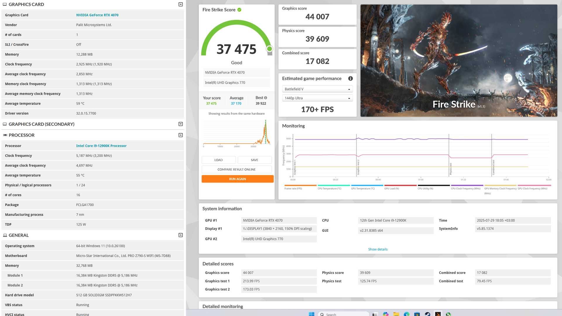 Placă video RTX 4070 Palit Dual  | Stare excelentă | Teste FurMark