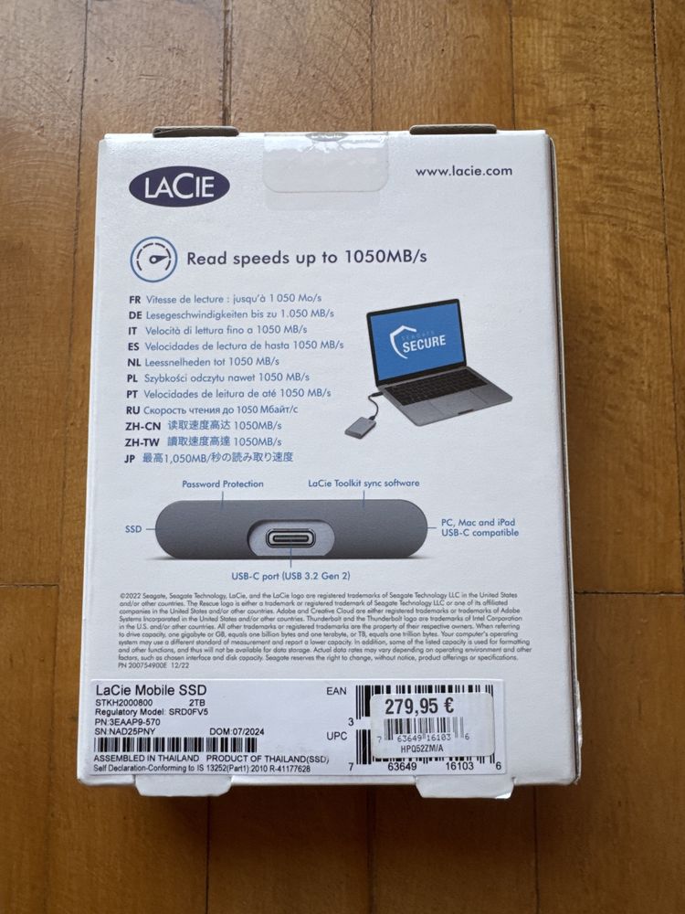 Lacie MOBILE SSD Secure 2TB! Sigilat