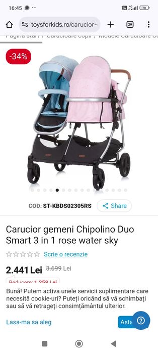 Carucior gemeni Chipolino Duo Smart 3 in 1