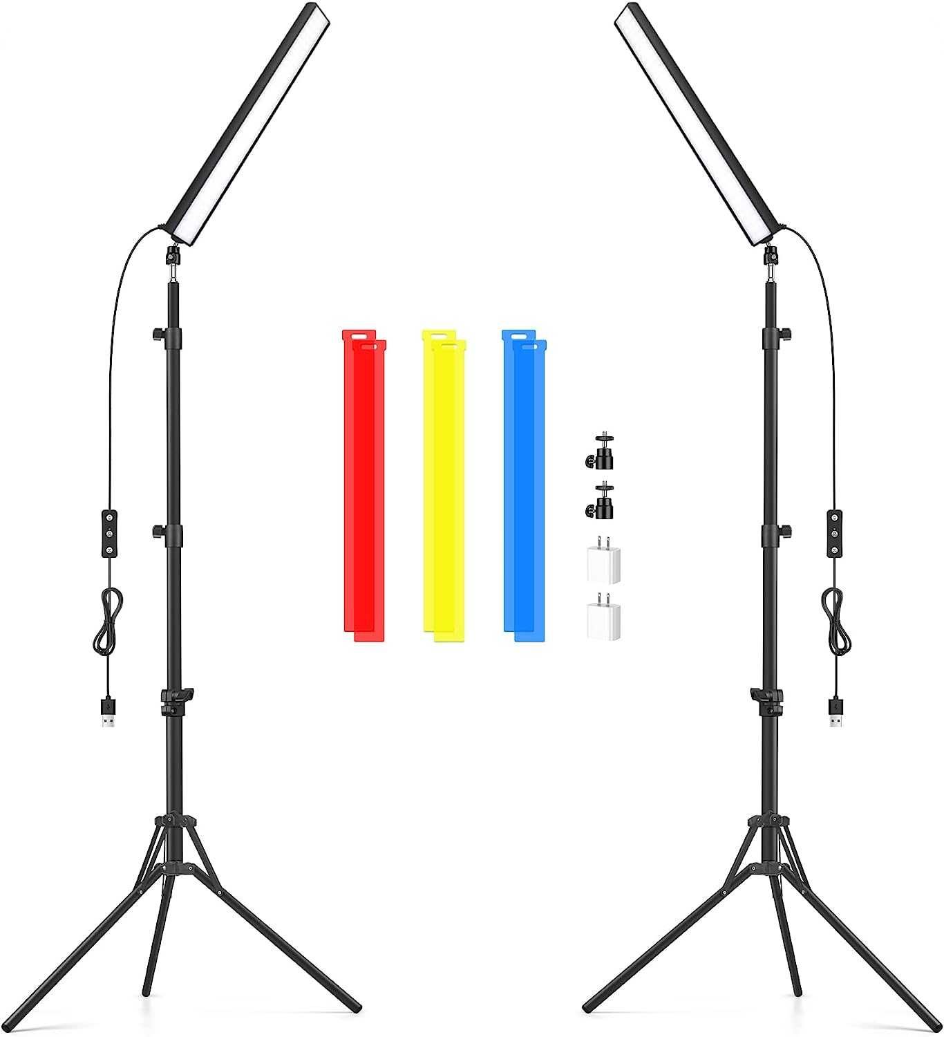 2 броя Led видео осветление Wand Stick 5600K с 63-инчова стойка статив