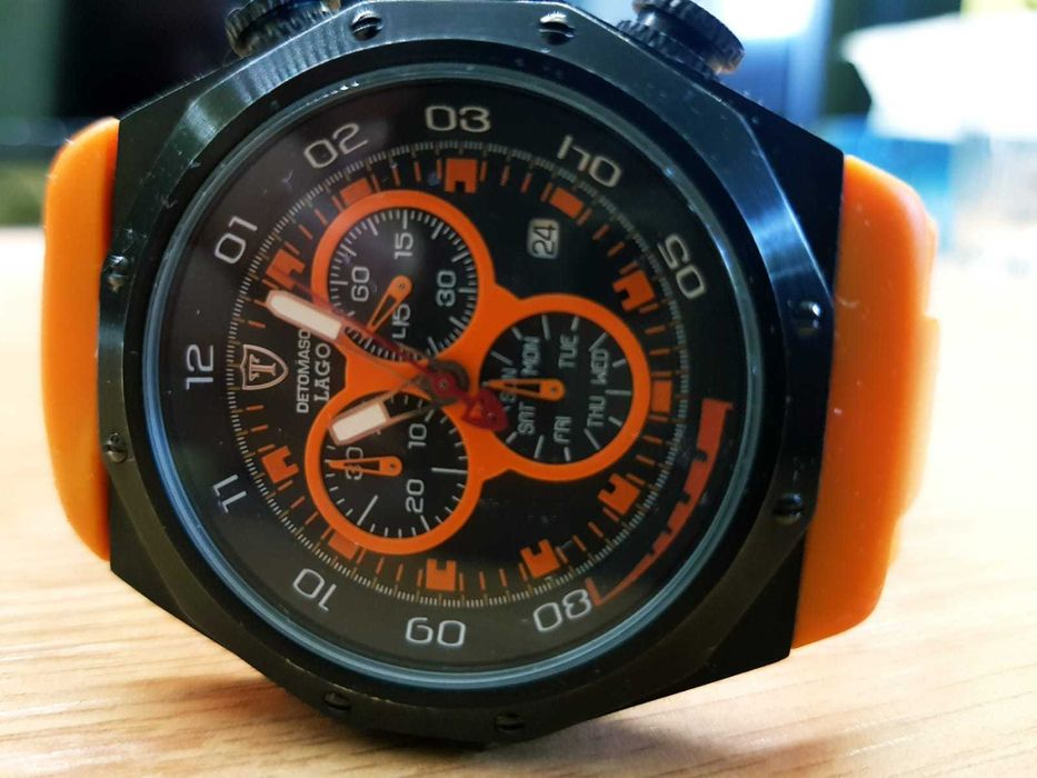 Ceas Barbatesc Detomaso Lago sport, cronograf, cu curea de Silicon