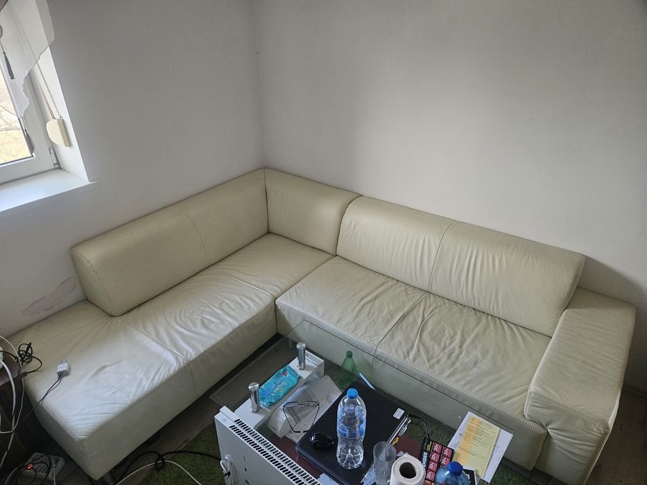 Кожен диван ъглов