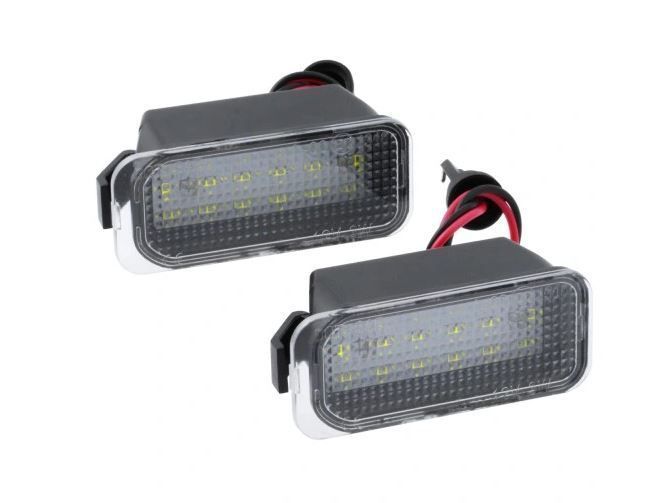 Set lampa numar Ford C-MAX, 11.20, Ecosport, 12.20, Edge, 06.20, Fiesta, Focus II, Galaxy 20, KA+, Kuga, Mondeo, 10.20, Ranger, S-MAX, Transit/Tourneo, Jaguar XF, XJ, LED; carcasa neagra; cu becuri;