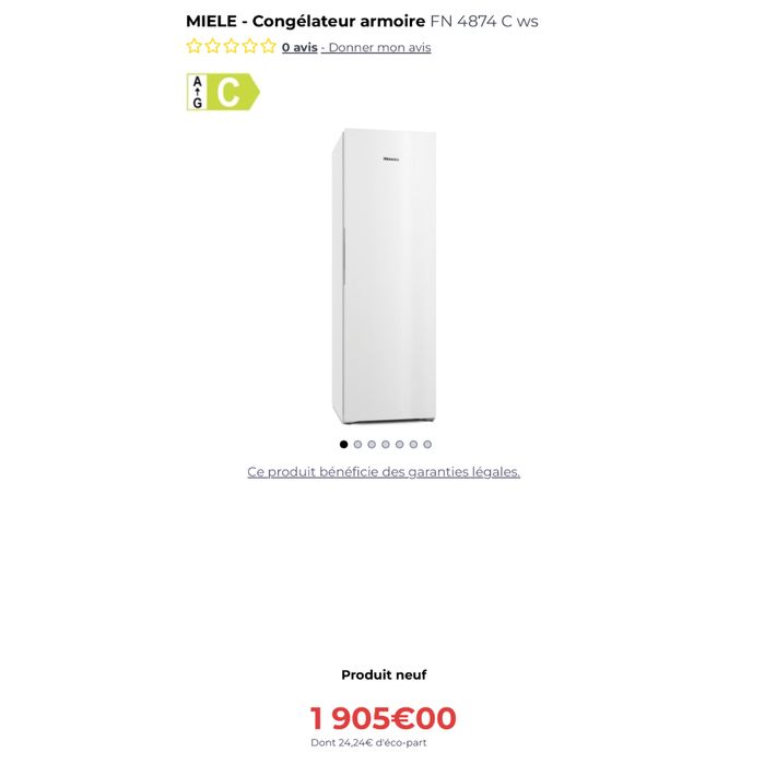 Congelator vertical No Frost Miele FN4874CWS