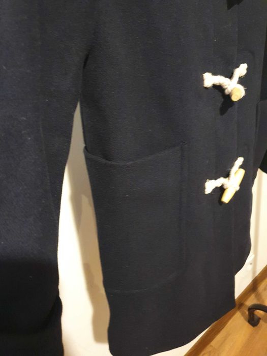 Palton dama ZARA din lana cu gluga si brandenburguri mar XS - NOU