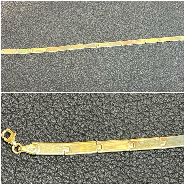 Златна гривна нова 14 K 585 Gold zlatna grivna  бяло-жълто злато