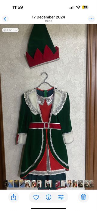 Костюм новогодний эльф для девочки в хорошем состоянии