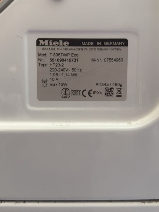 MIELE - пералня  7кг./1600 об/м  и сушилня 7кг. с термопомпа