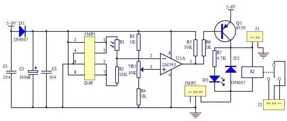 Kit electronica diy comanda unui releu in functie de lumina cu LM393