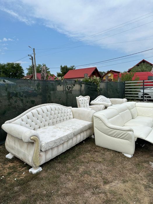 Vând colțar catifea si piele