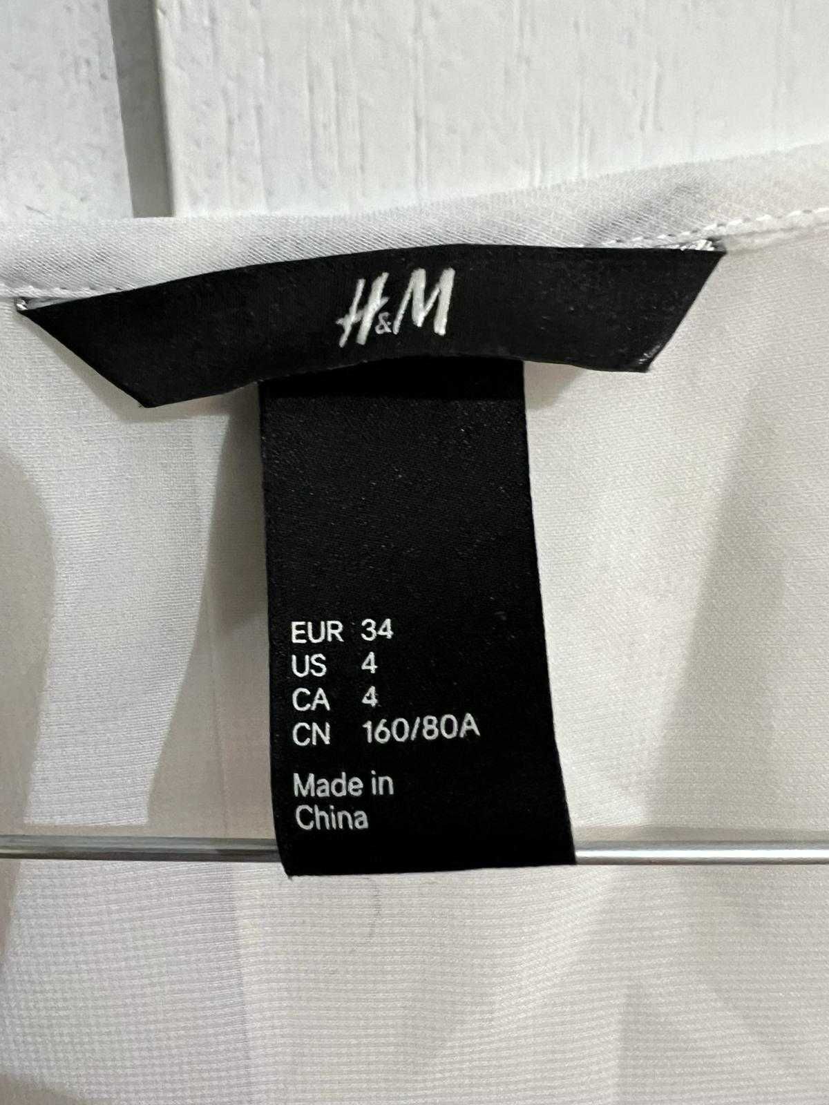 maiou tricou top alb cu paiete aurii H&M marimea 34 XS