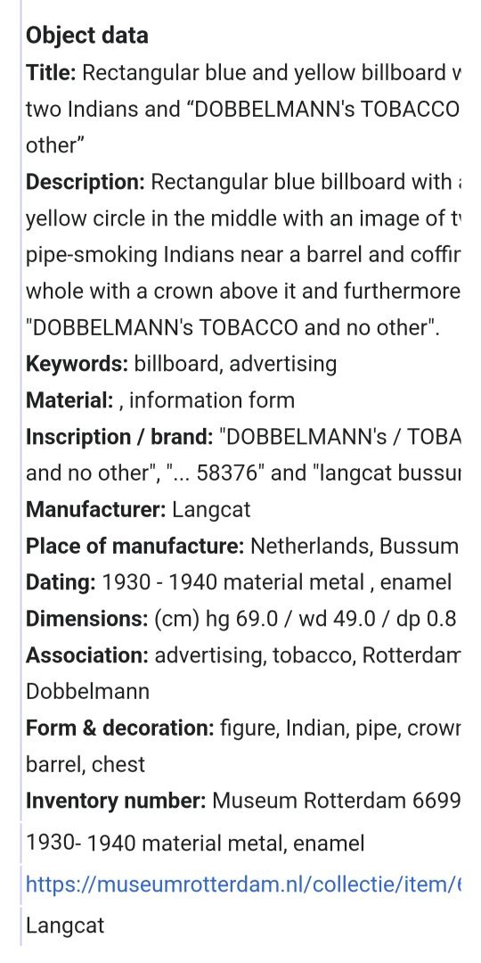 Reclama smalt Dobblemann's Tabak