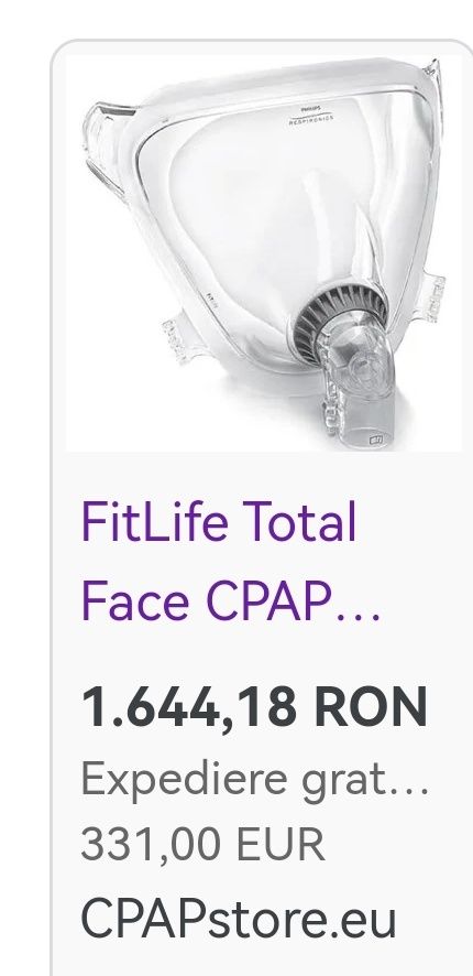 Masca pt apnee, noua, Philips Respironics FitLife Full Face