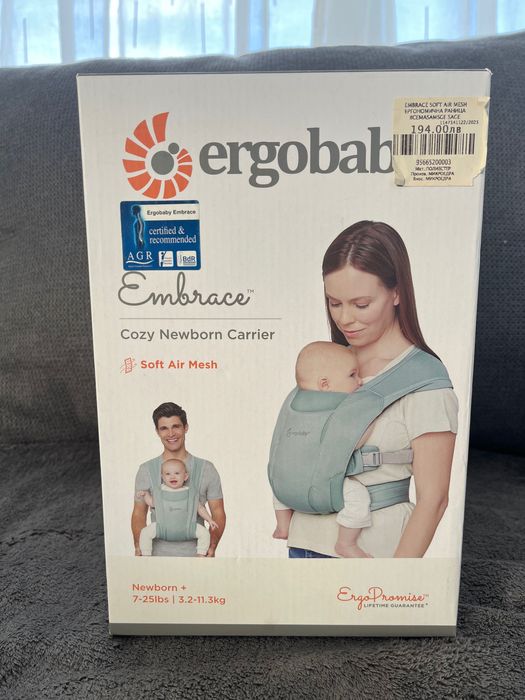 Ергономична Раница Ergobaby Embrace Soft Air Mesh Sage