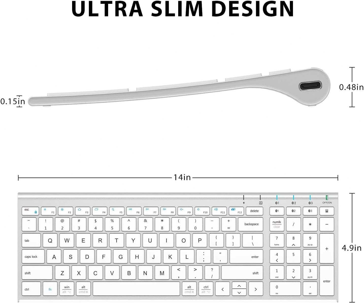 Tastatura Bluetooth Ultra-Slim, ultra-subțire Bluetooth iClever BK10