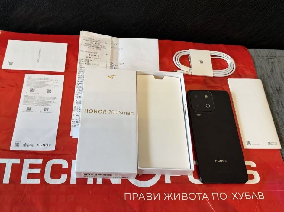 КАТО НОВ 256GB Honor 200 Smart 5G Гаранция Технополис 2026г. Black