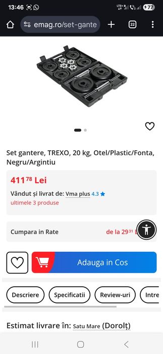 Vand gantere set 30 kg