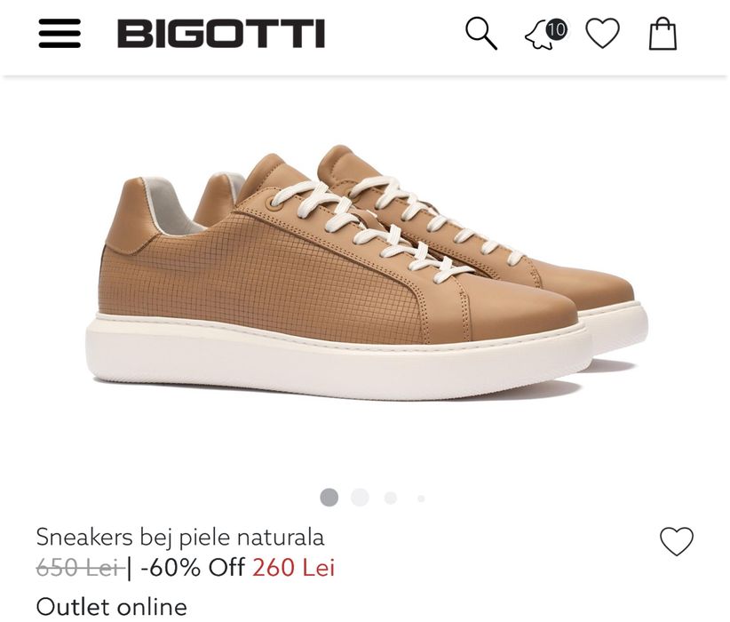 Sneakers bej piele naturala BIGOTTI
