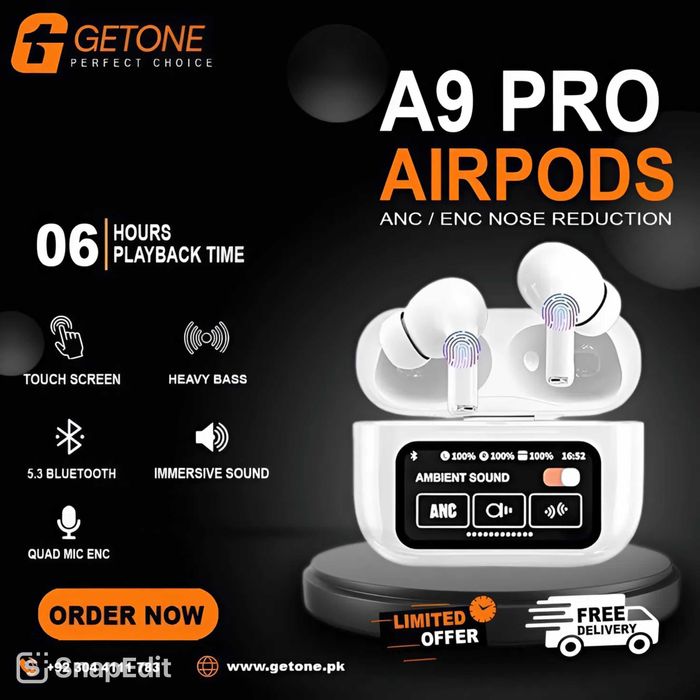 A9 Pro AirPods | Kuchli Bass, 5.3 Bluetooth, Touch Control