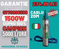 Pompa submersibila  Bobinaj CUPRU MASIV Alfa Premium 1500W  cablu 15m