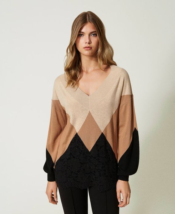 Пуловер с ангора и люрекс Twinset,размер L/XL, ново с етикет!