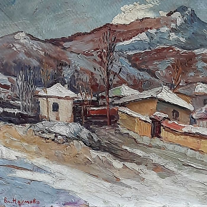 Картина на худ. Владимир Наумов/1897-1949/,"Квартал Бояна през зимата"