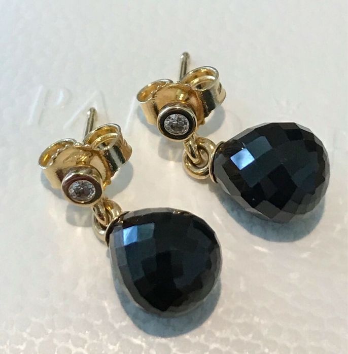 Inel pandora aur black spinel si cercei pandora aur si onyx