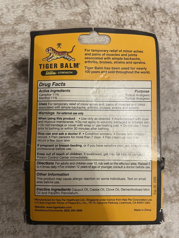 Vând Balsam original Tiger Balm efect analgezic 18 gr