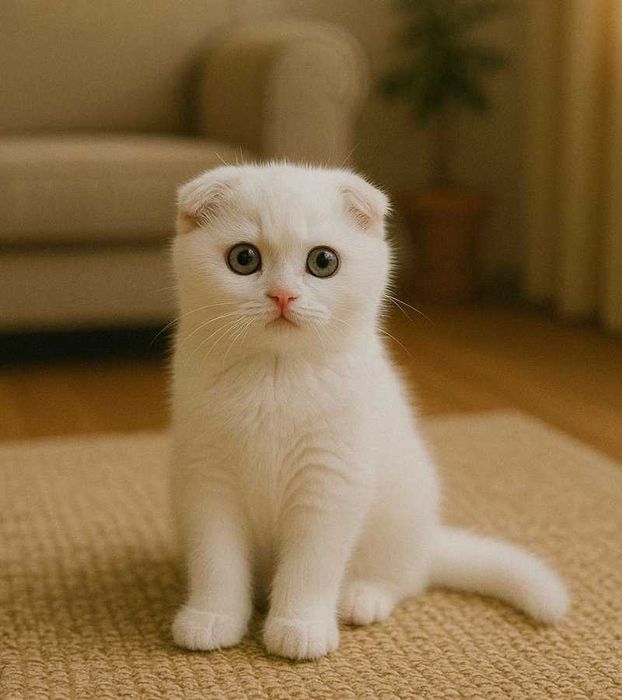 Белый вислоухий котенок