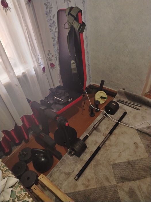 Штанга Гантели Гиря скамья.